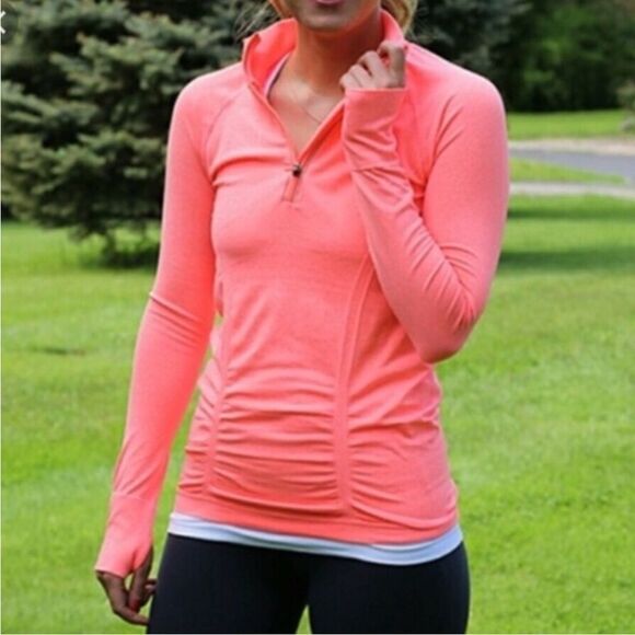 Athleta Fastest Track Half Zip Womens Pullover Size Medium Pink Long‎ Sleeve Top - Picture 1 of 12